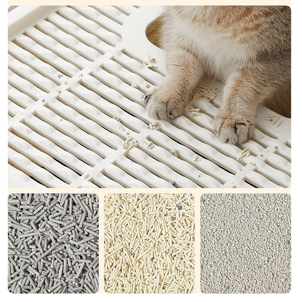 Feandrea Cat Litter Tray with Lid and Door Beige and Black Pet Shoppers